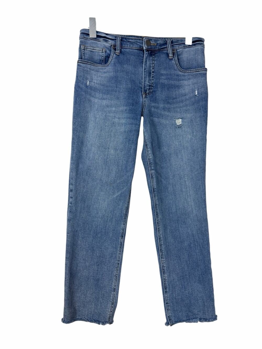 Kut From The Kloth Crop Jeans Women’s 8 Raw Hem Distressed Medium Wash Mid Rise